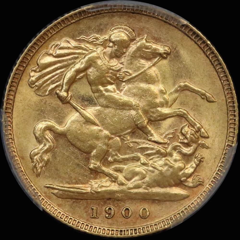 1900 Melbourne Veiled Head Half Sovereign PCGS AU58