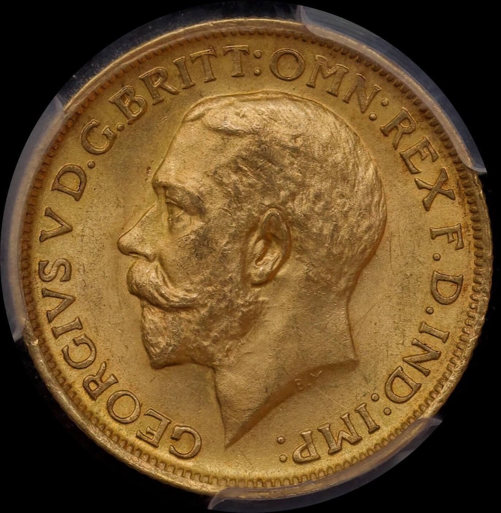 1914 Sydney George V Large Head Sovereign PCGS MS63