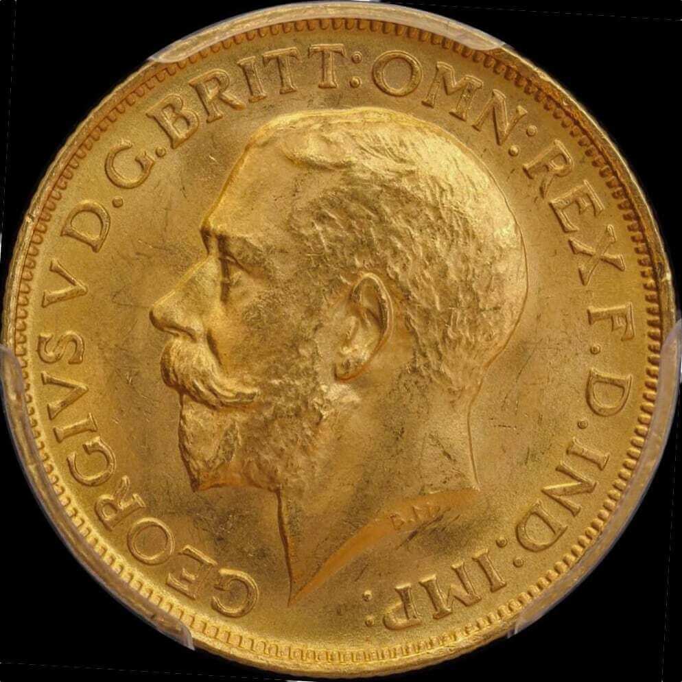 1914 Sydney George V Large Head Sovereign Gem Unc (PCGS MS65)