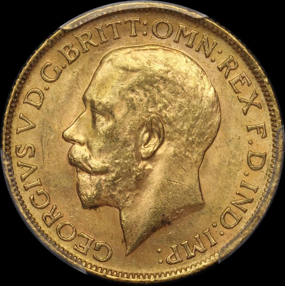 1914 Perth George V Large Head Sovereign Unc (PCGS MS62)