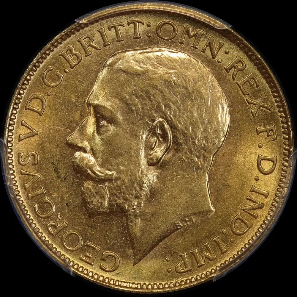 1914 Perth George V Large Head Sovereign Unc (PCGS MS62)