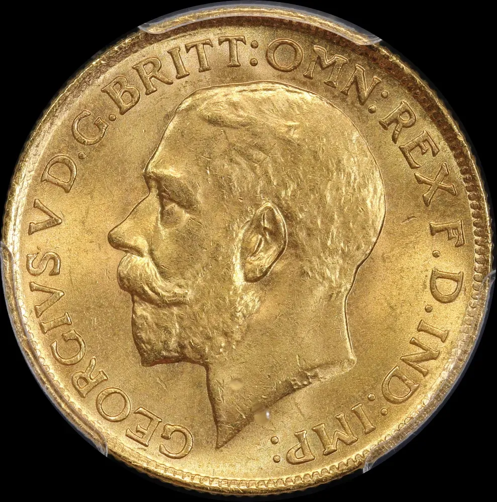 1915 Sydney George V Large Head Sovereign Choice Unc (PCGS MS64)