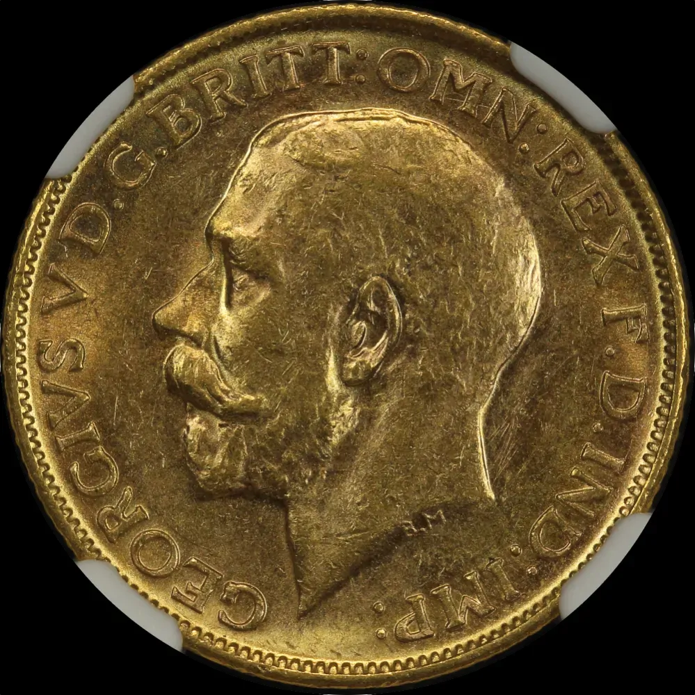 1915 Melbourne George V Large Head Sovereign Unc (NGC MS62)
