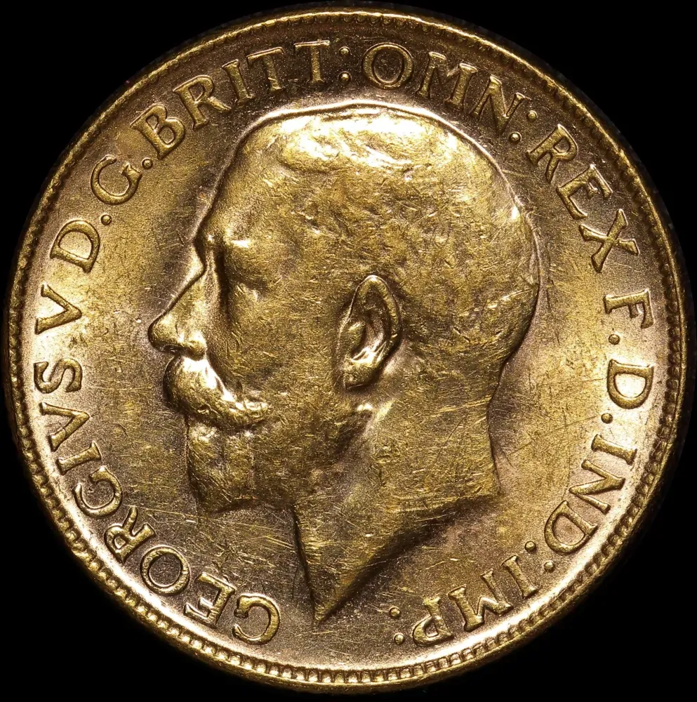 1915 Perth George V Large Head Sovereign good EF