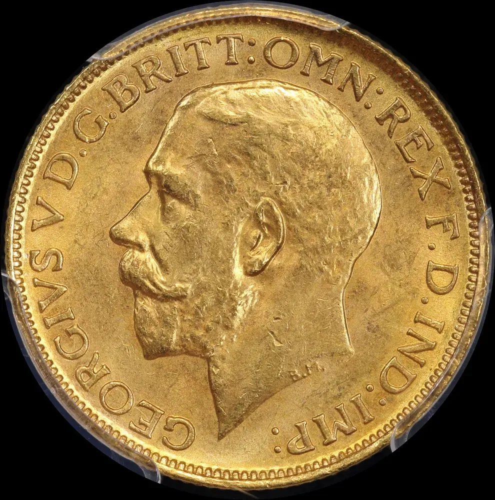 1916 Sydney George V Large Head Sovereign Choice Unc (PCGS MS64)