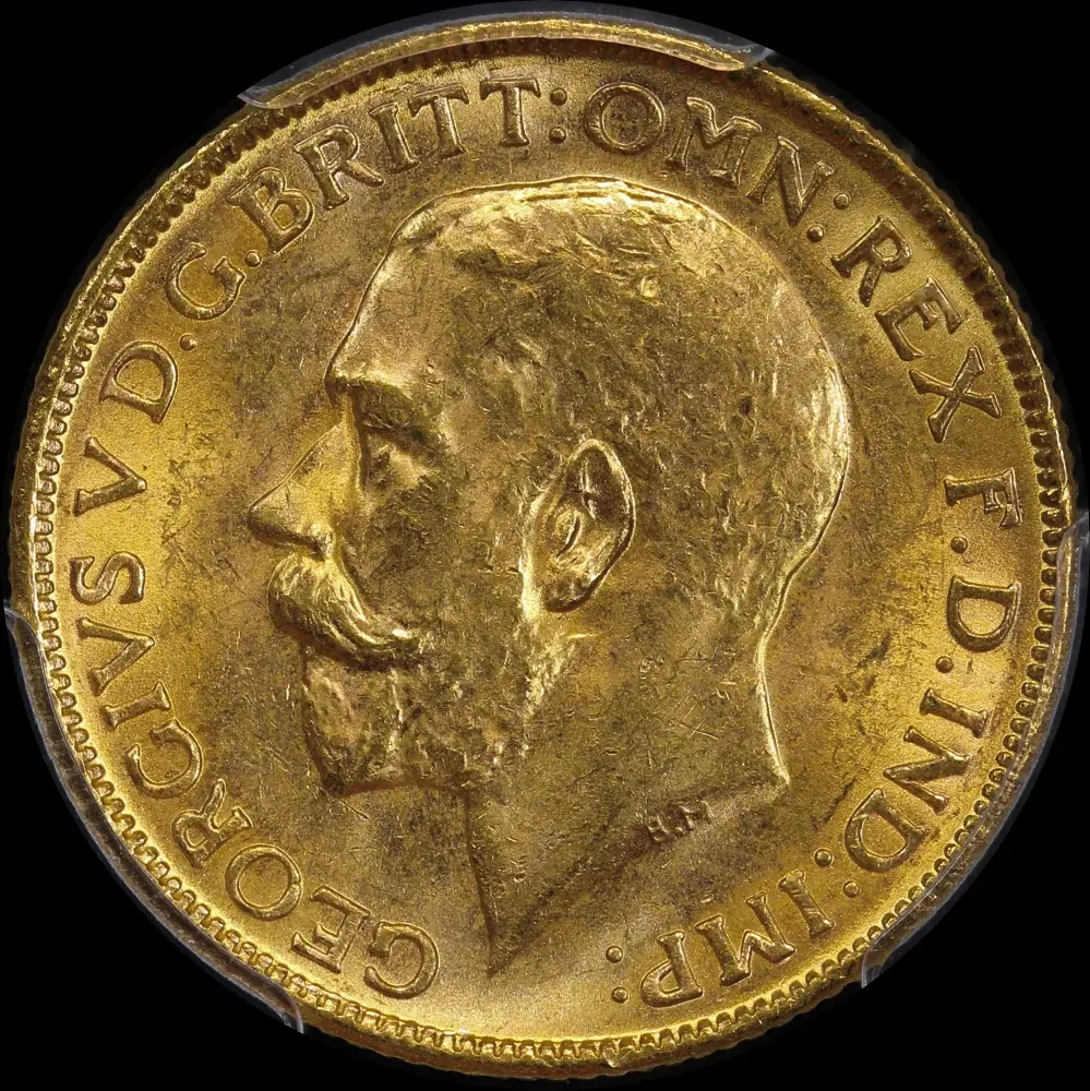 1916 Melbourne George V Large Head Sovereign Choice Unc (PCGS MS63)