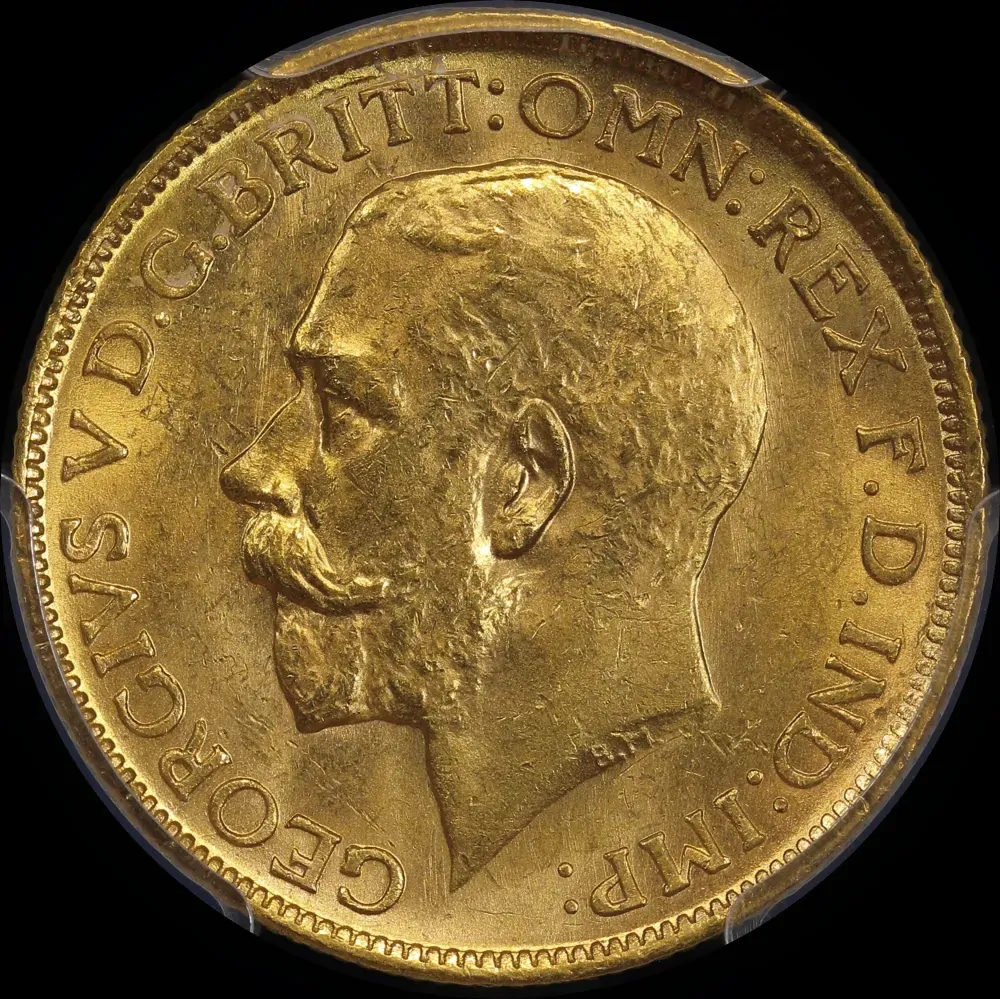 1917 Sydney George V Large Head Sovereign Choice Unc (PCGS MS63)