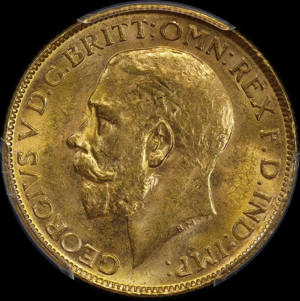 1917 Melbourne George V Large Head Sovereign Choice Unc (PCGS MS63)