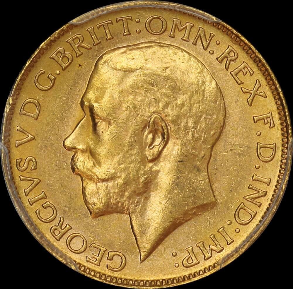 1917 Perth George V Large Head Sovereign Choice Unc (PCGS MS63)
