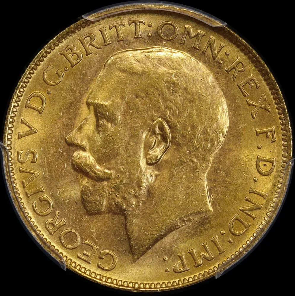 1917 Perth George V Large Head Sovereign Choice Unc (PCGS MS63)