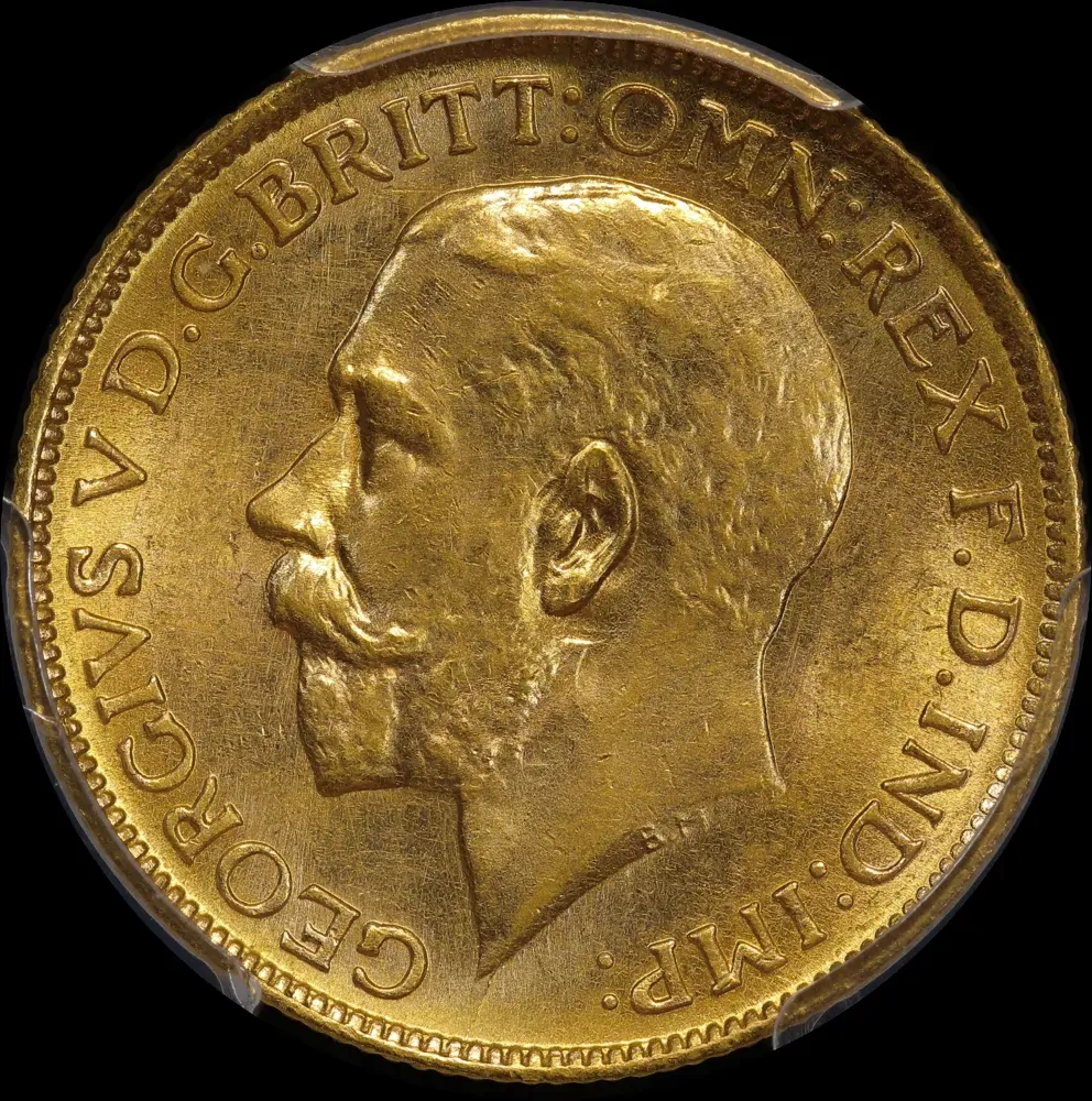 1918 Sydney George V Large Head Sovereign Choice Unc (PCGS MS63)