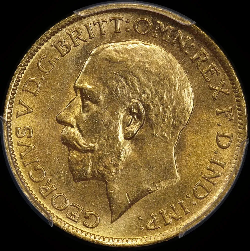 1918 Sydney George V Large Head Sovereign Choice Unc (PCGS MS64)