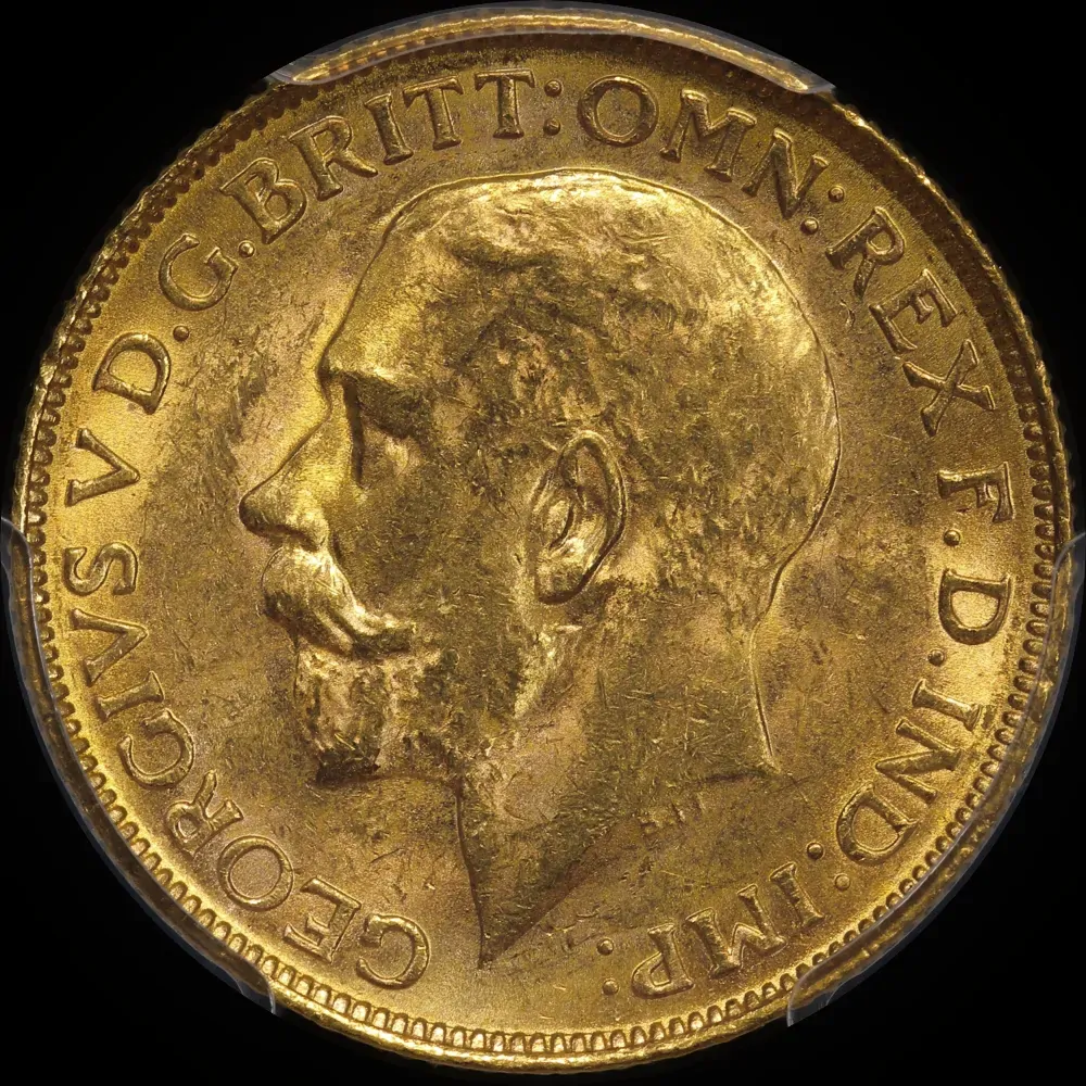 1918 Melbourne George V Large Head Sovereign Choice Unc (MS63)