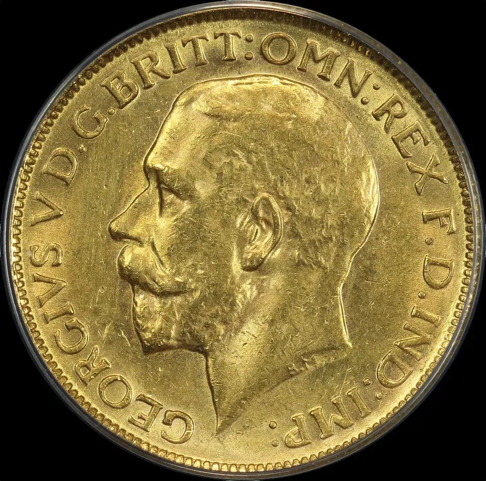 1918 Melbourne George V Large Head Sovereign ANACS MS62