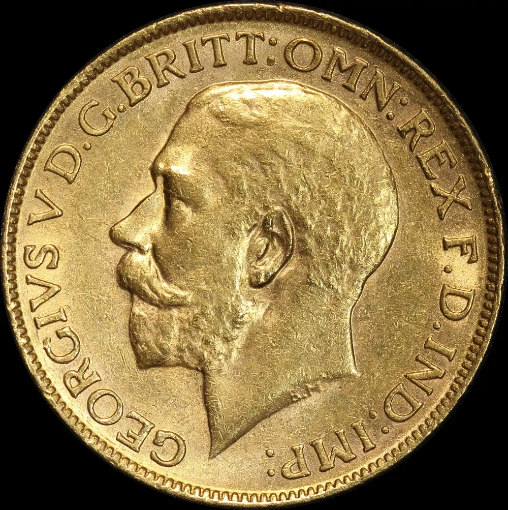 1919 Melbourne George V Large Head Sovereign good EF product image