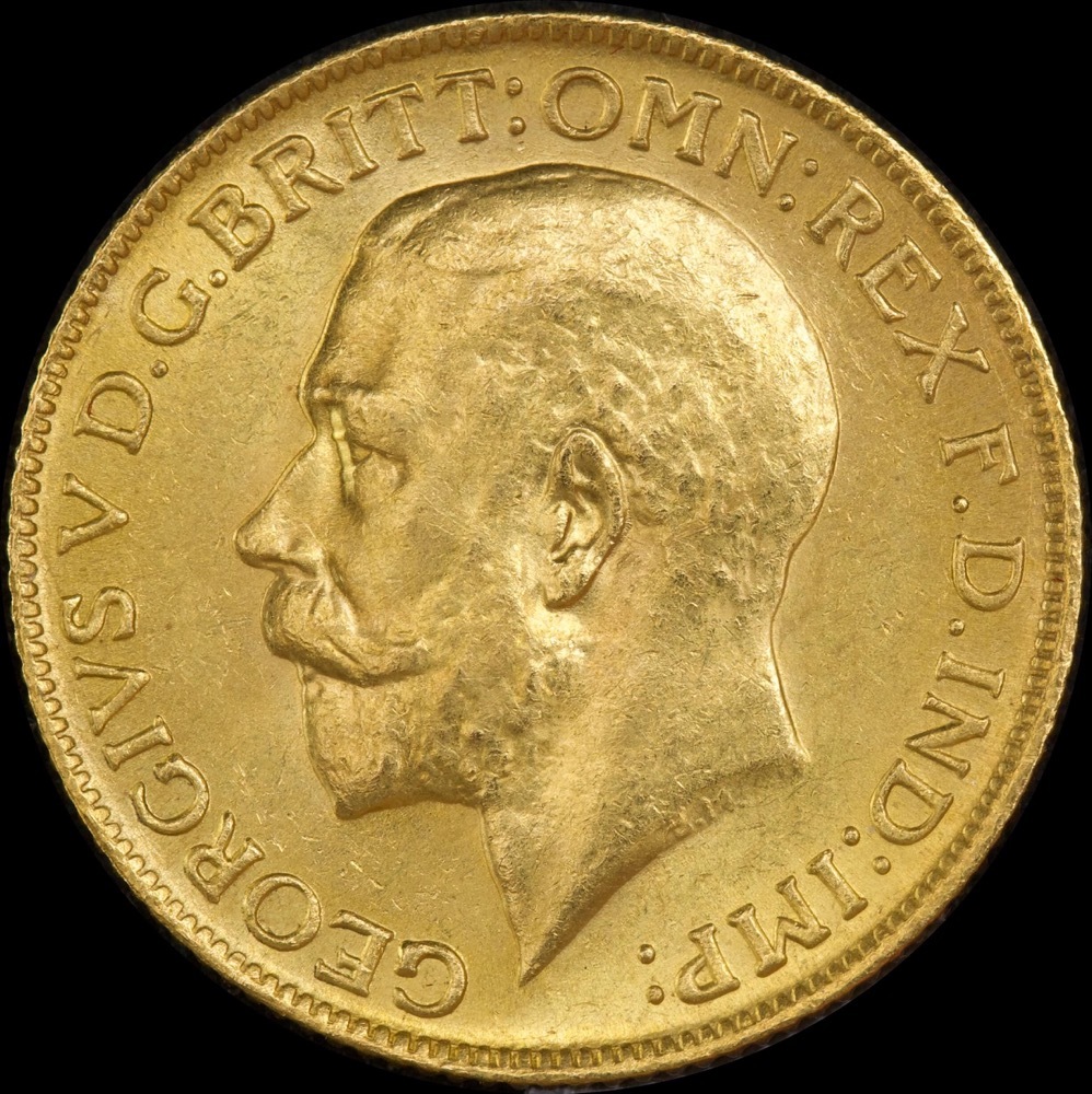 1919 Perth George V Large Head Sovereign about Unc