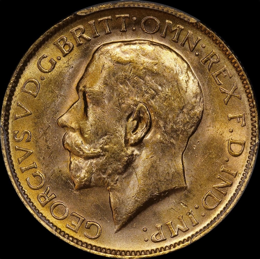 1919 Perth George V Large Head Sovereign Choice Unc (PCGS MS63)