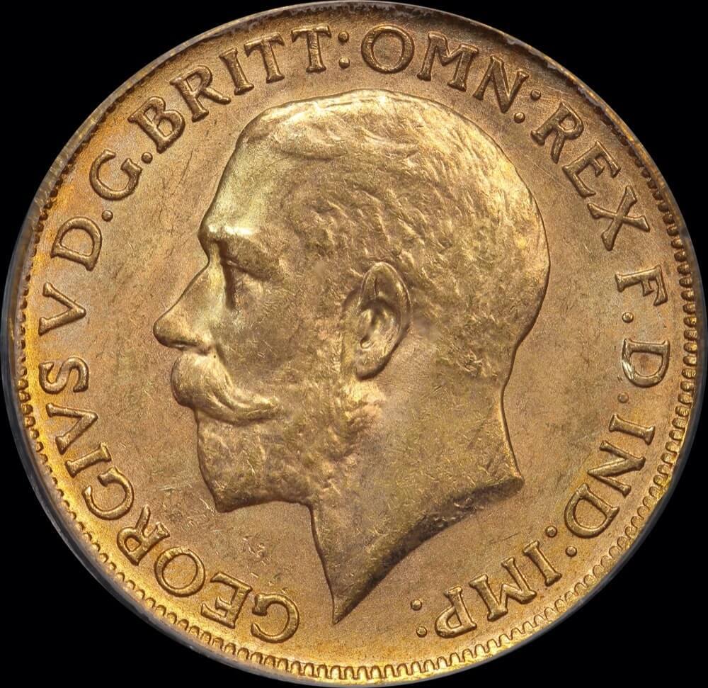 1919 Perth George V Large Head Sovereign Choice Unc (PCGS MS64)