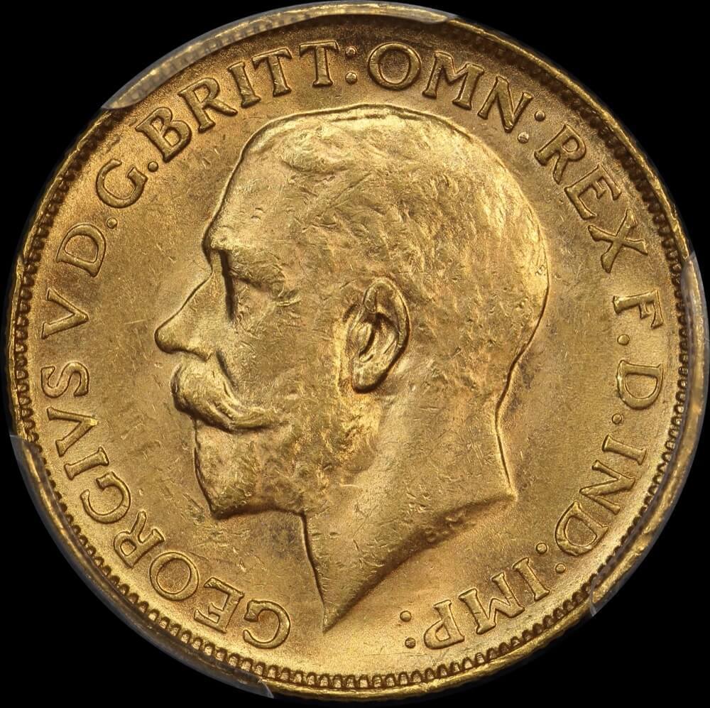 1920 Melbourne George V Large Head Sovereign Unc (PCGS MS62)