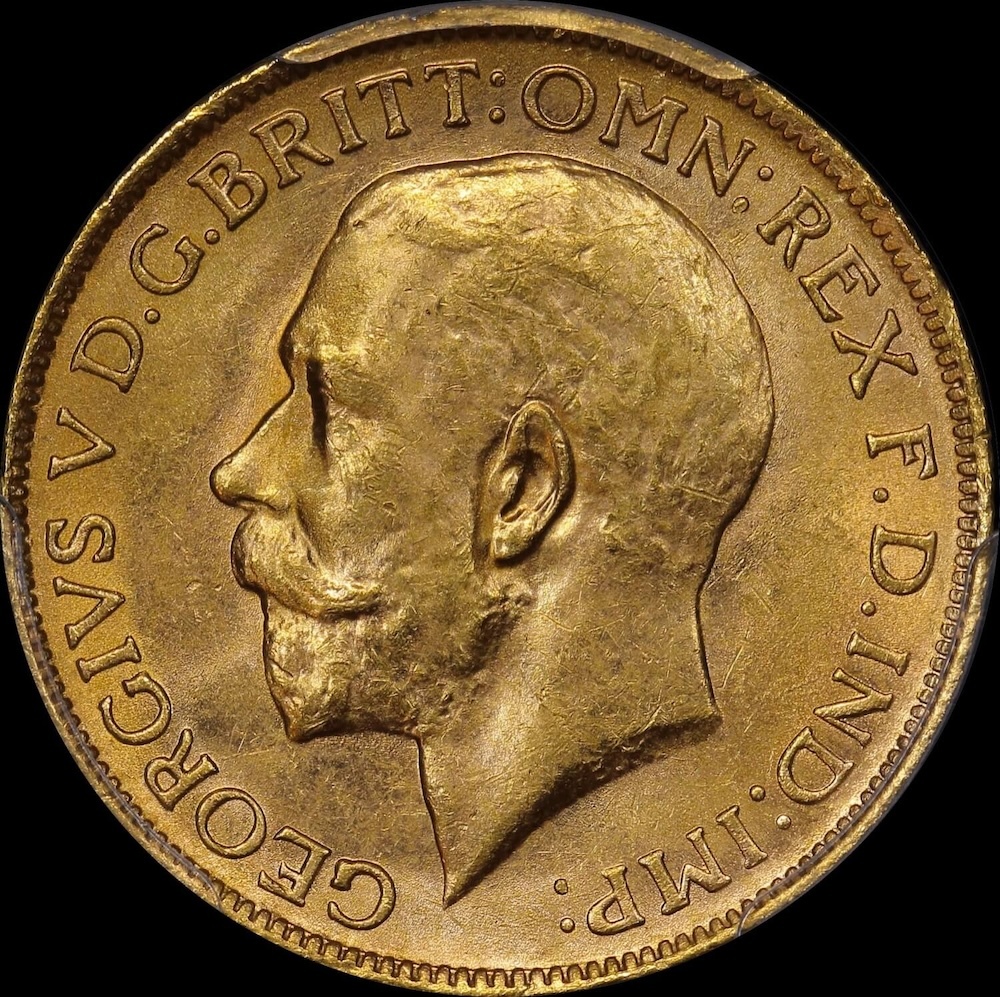 1920 Perth George V Large Head Sovereign Choice Unc (PCGS MS63)