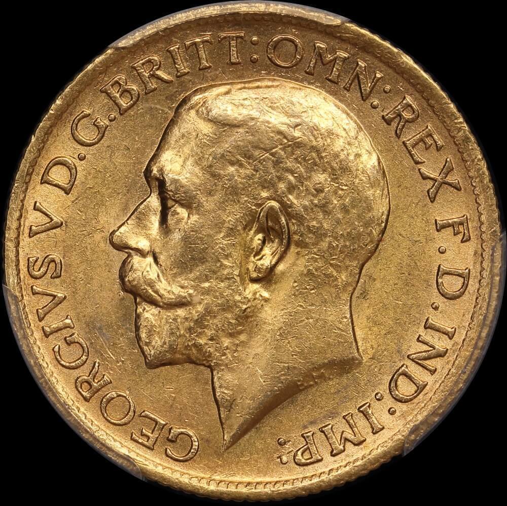 1921 Sydney George V Large Head Sovereign Unc (PCGS MS62)
