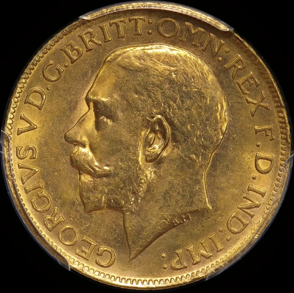 1921 Perth George V Large Head Sovereign Choice Unc (PCGS MS63)