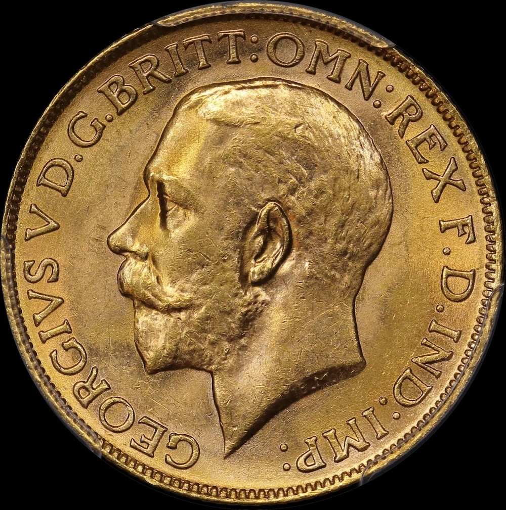 1922 Perth George V Large Head Sovereign Choice Unc (PCGS MS63)