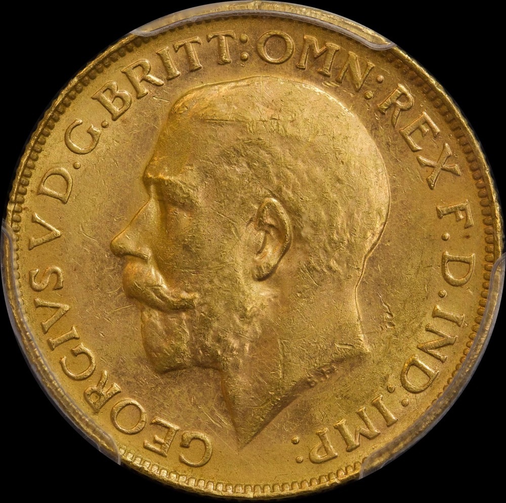 1922 Perth George V Large Head Sovereign Unc (PCGS MS62)