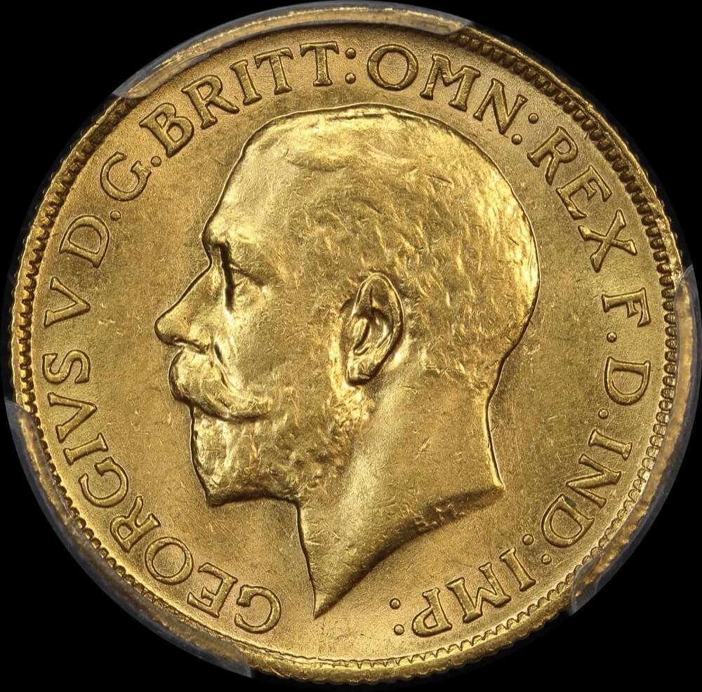 1924 Sydney George V Large Head Sovereign Unc (PCGS MS62)