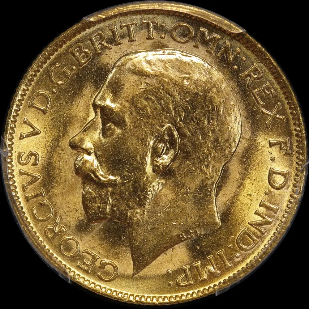 1924 Melbourne George V Large Head Sovereign Choice Unc (PCGS MS63)