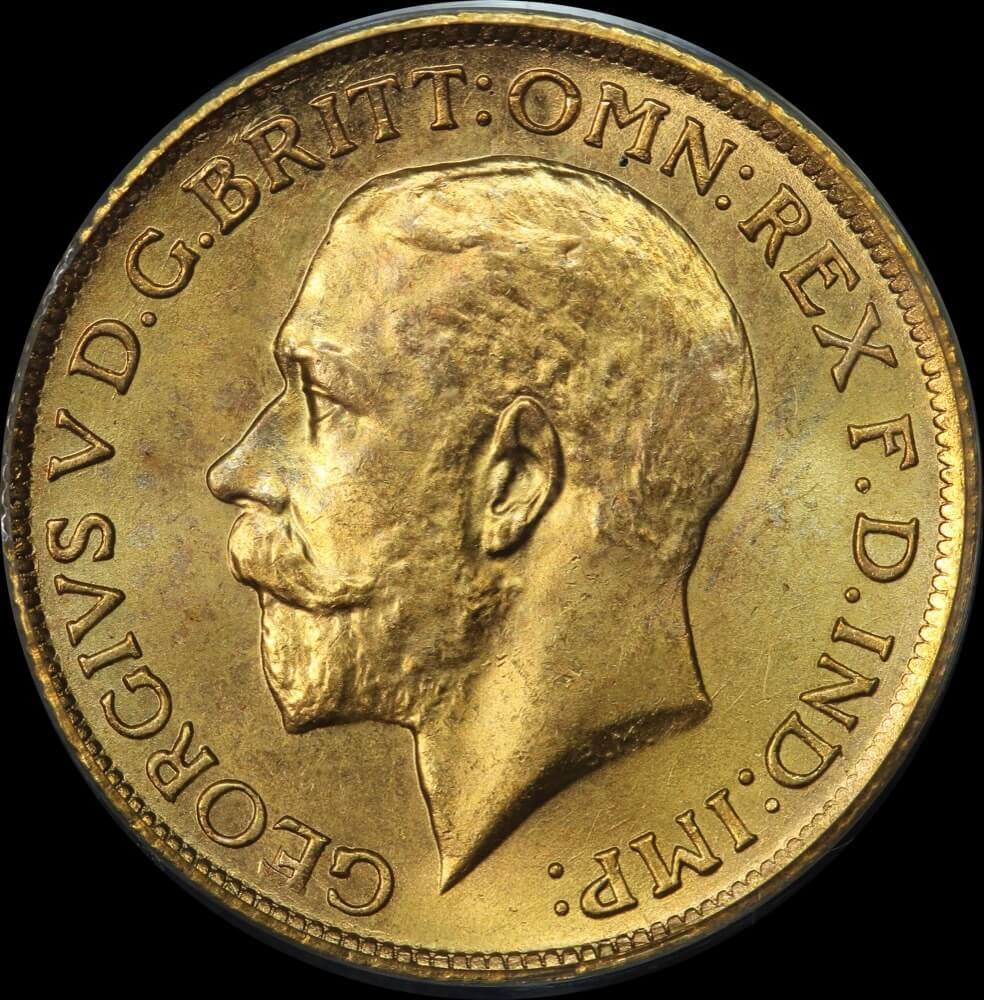 1925 Sydney George V Large Head Sovereign Choice Unc (PCGS MS64)