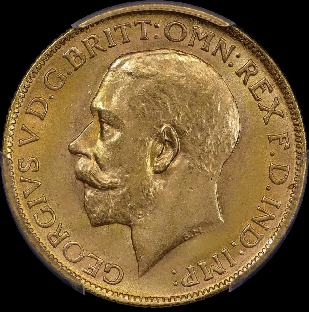 1925 Melbourne George V Large Head Sovereign Choice Unc (PCGS MS64)