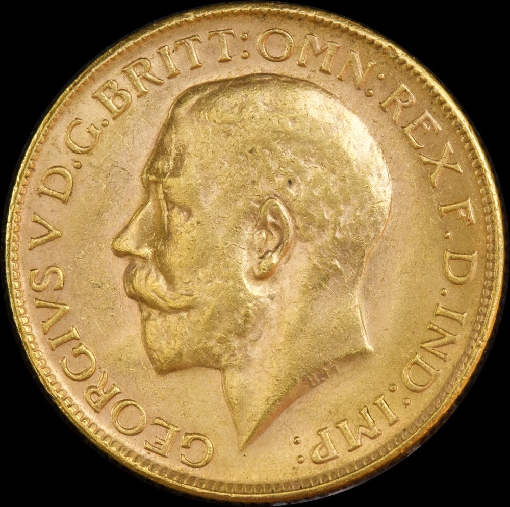 1925 Perth George V Large Head Sovereign about Unc
