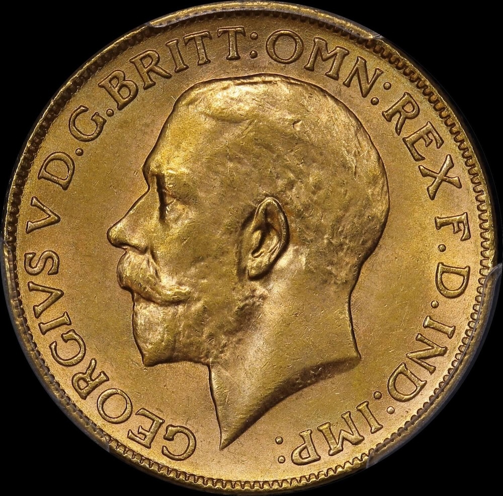 1927 Perth George V Large Head Sovereign Choice Unc (PCGS MS63)