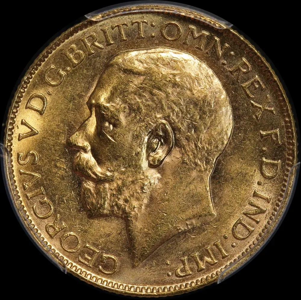 1928 Perth George V Large Head Sovereign Choice Unc (PCGS MS63)