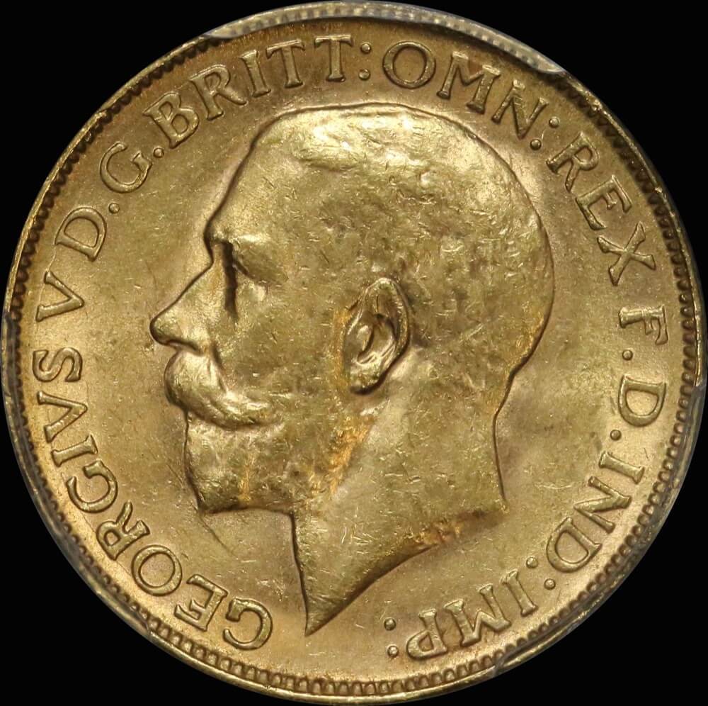 1928 Perth George V Large Head Sovereign Unc (PCGS MS62)