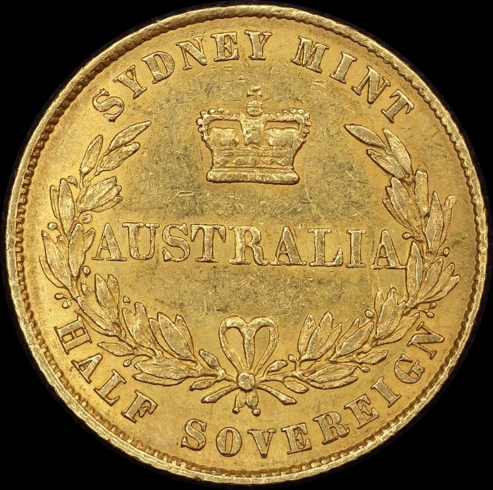 1857 Sydney Mint Type II Half Sovereign PCGS AU58