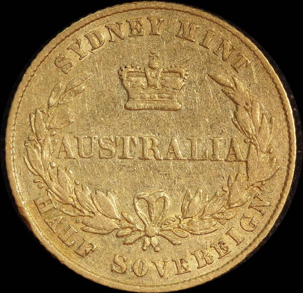 1857 Sydney Mint Type II Half Sovereign about VF