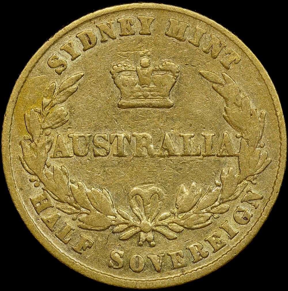 1858 Sydney Mint Type II Half Sovereign Very Good