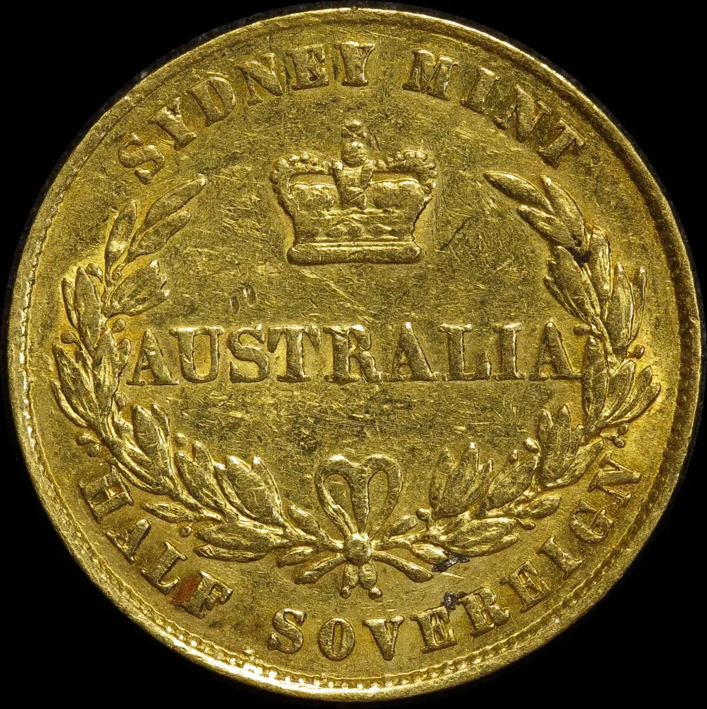 1858 Sydney Mint Type II Half Sovereign about VF