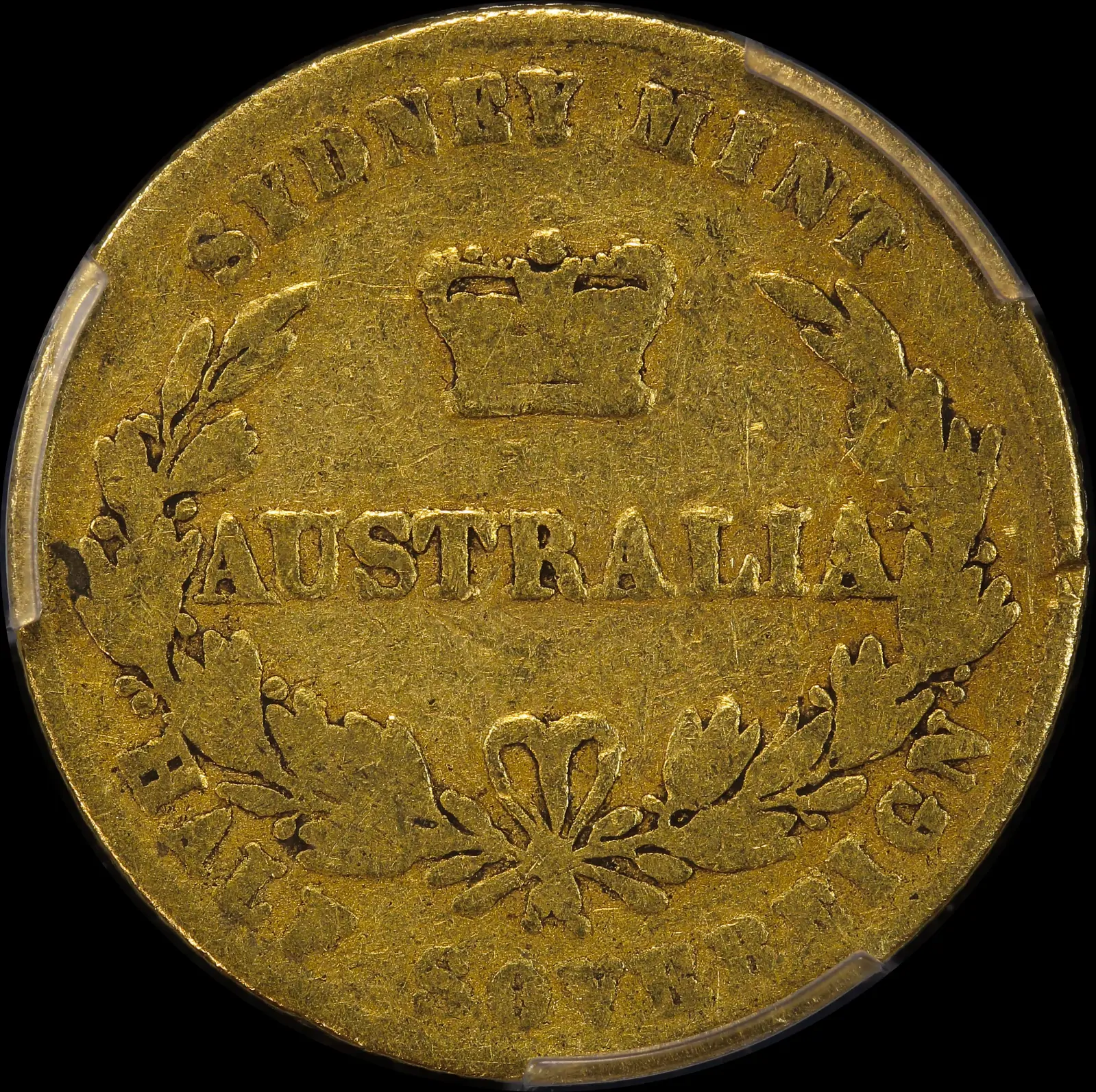 1858 Sydney Type II Half Sovereign SOVRREIGN Legend Error PCGS VG10