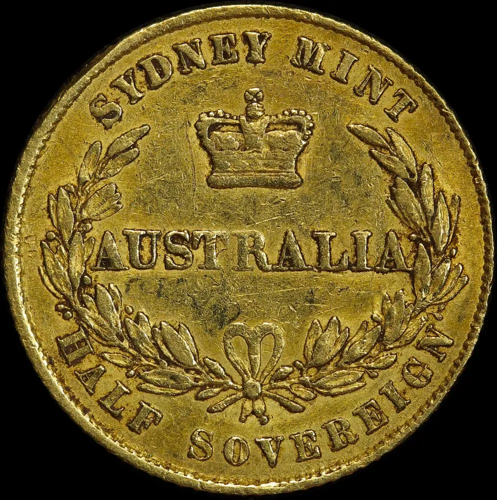 1859 Sydney Mint Type II Half Sovereign about VF