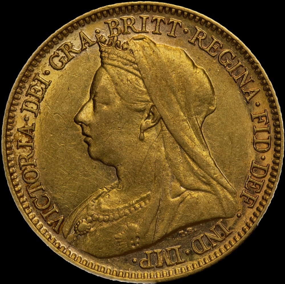 1900 Melbourne Veiled Head Half Sovereign good VF