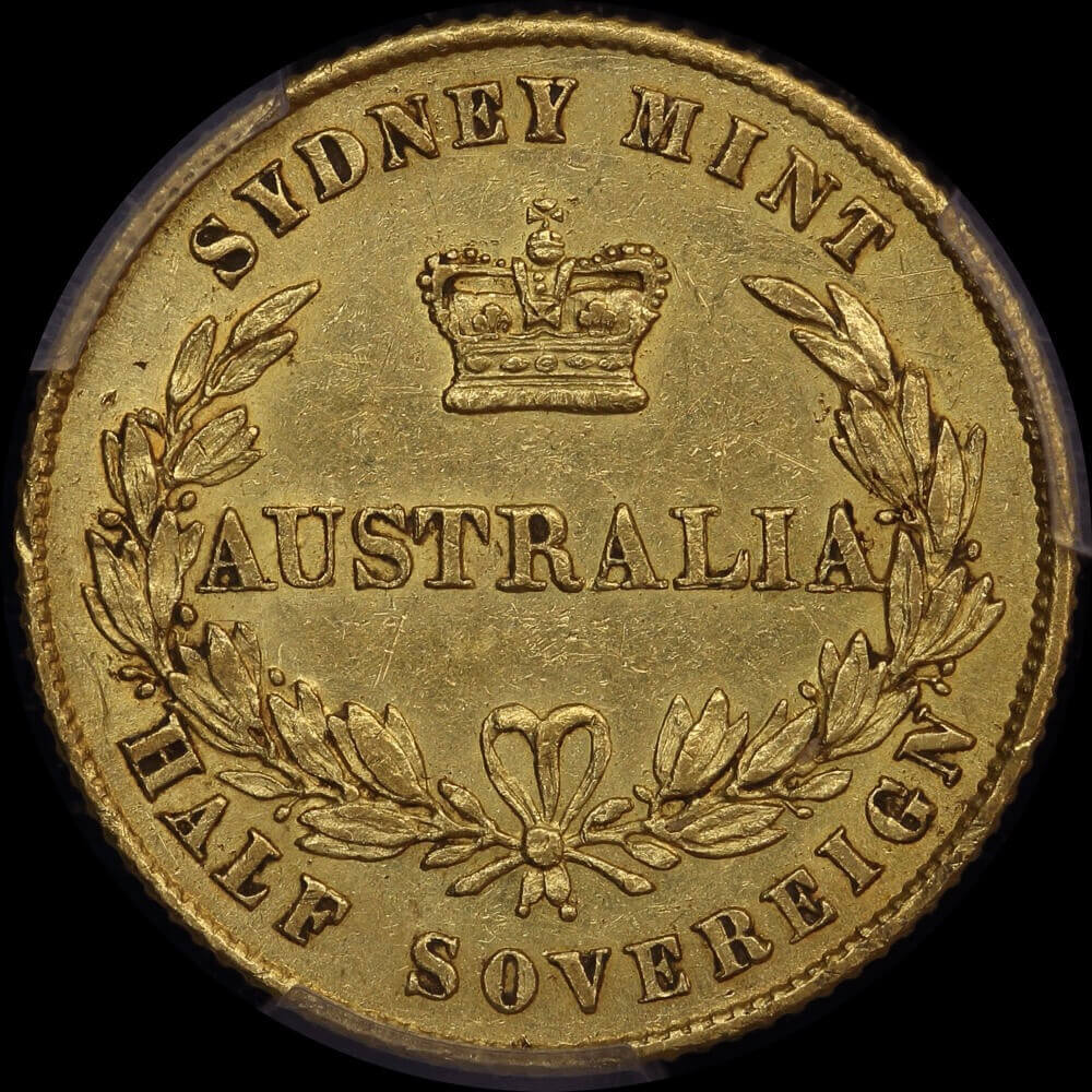 1860 Sydney Mint Type II Half Sovereign PCGS AU55