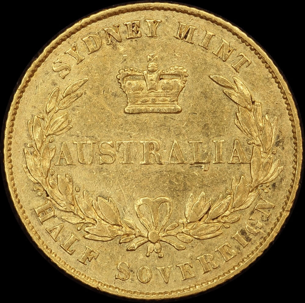 1861 Sydney Mint Type II Half Sovereign PCGS AU50