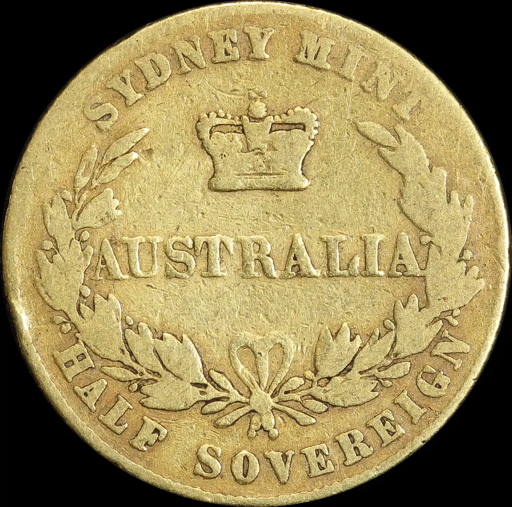 1861 Sydney Mint Type II Half Sovereign Very Good