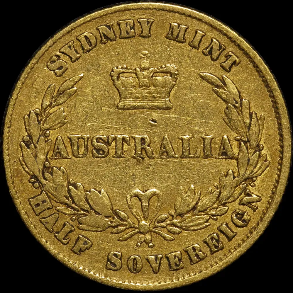 1862 Sydney Mint Type II Half Sovereign about Fine