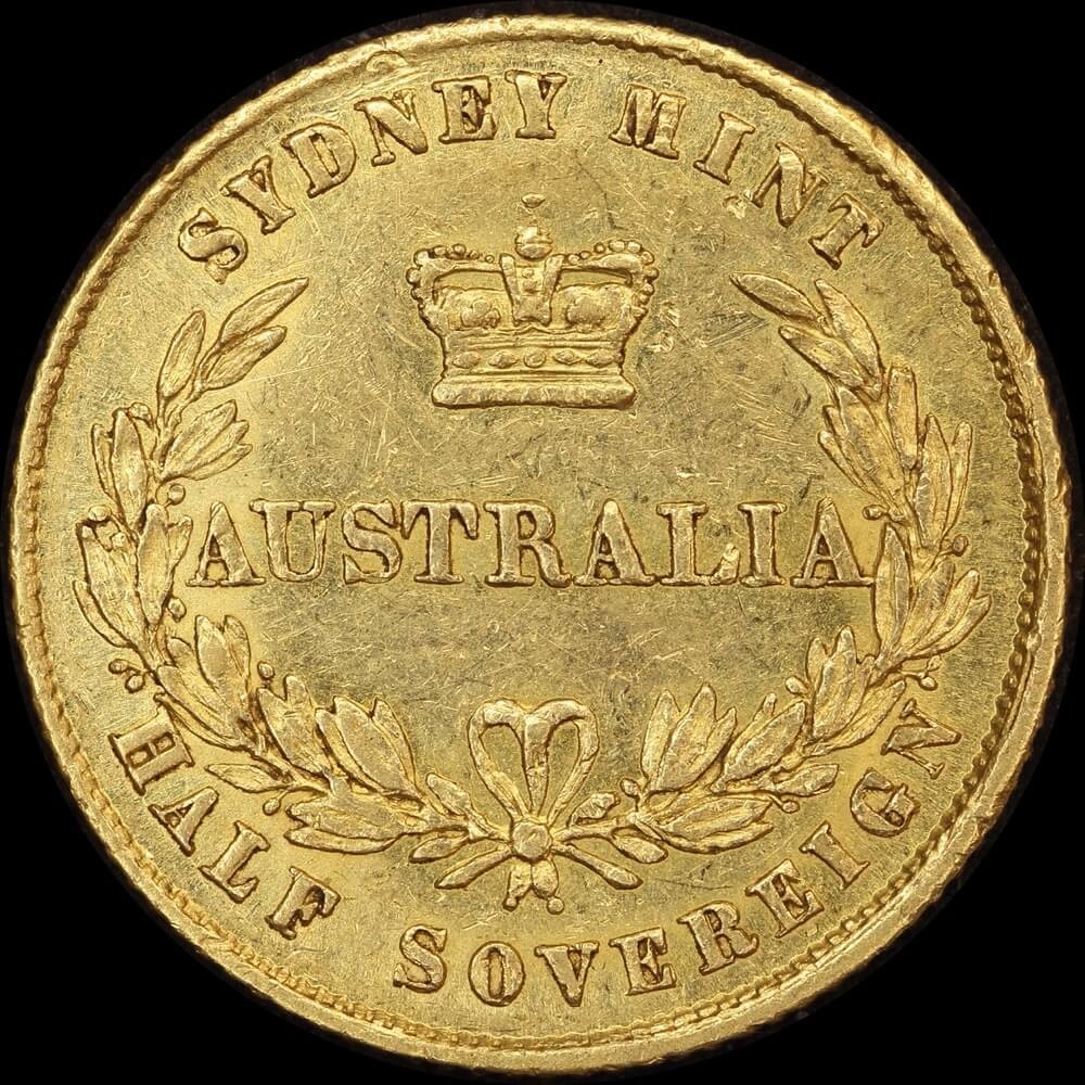 1863 Sydney Mint Type II Half Sovereign PCGS AU58