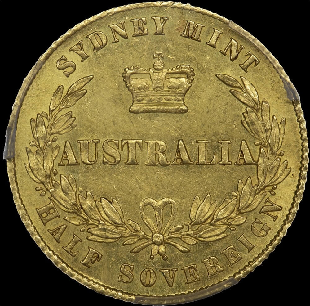 1864 Sydney Mint Type II Half Sovereign Unc (PCGS MS62)