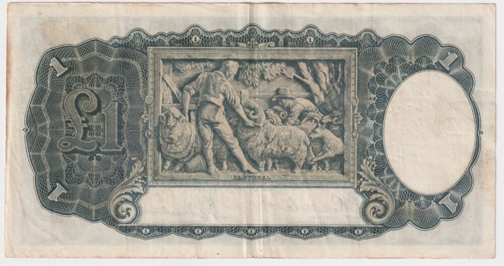 1933 One Pound Riddle/Sheehan Legal Tender R28 about VF